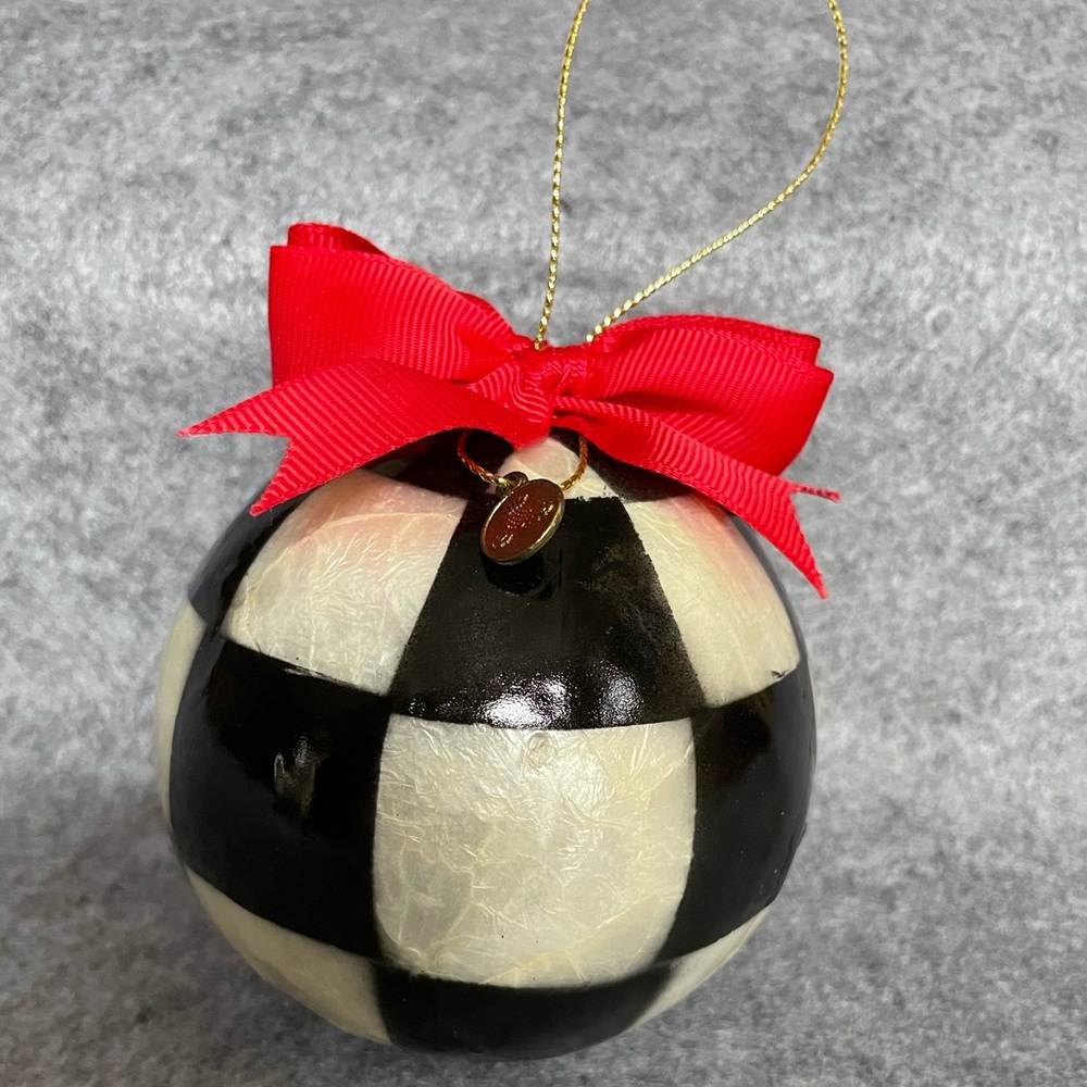 MacKenzie-Childs Farmhouse Check Capiz Ornaments- Set of 12